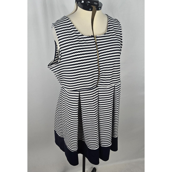 Rue21 Dress Women's 2X Navy White Striped Half Front Zip Sleeveless Ruffles NWT - Picture 15 of 15